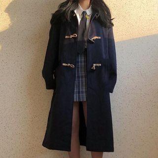 Midi Toggle Coat Navy Blue - One Size
