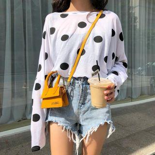 Dotted Long-sleeve T-shirt As Shown In Figure - One Size