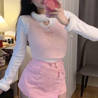 Lace Trim Cropped Vest