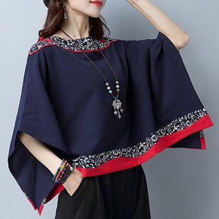 Floral Panel 3/4-sleeve Top