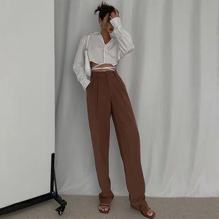 High-waist Straight-cut Loose Dress Pants