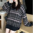 Plaid Loose-fit Sweater As Shown In Figure - One Size