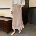Plain Glitter Pleated High-waist A-line Skirt