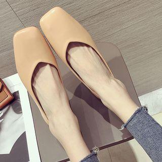Square Toe Low-heel Flats