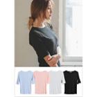 Slim-fit Ribbed Short Sleeve T-shirt
