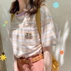 Short-sleeve Striped T-shirt Sunflower - One Size