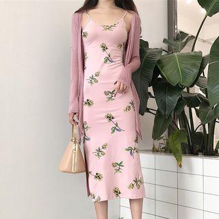 Strappy Midi Sheath Dress / Light Jacket