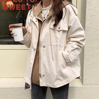Drawstring-waist Safari Jacket Cream - One Size
