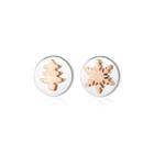 Sterling Silver Simple Temperament Rose Gold Christmas Tree Snowflake Geometric Round Stud Earrings Silver - One Size