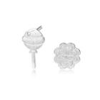 Sterling Silver Simple Creative Lollipop Flower Asymmetrical Stud Earrings Silver - One Size