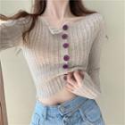 Knit Striped Long-sleeve Top