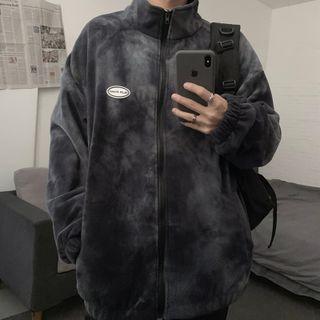 Stand Collar Tie-dye Print Zip-up Jacket