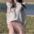 Frill Trim Sweater / Mesh Skirt
