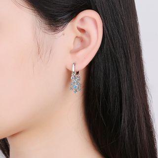 Rhinestone Snowflake Drop Earring 1 Pair - Silver - One Size