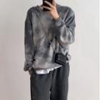 Long-sleeve Tie-dye Sweatshirt Gray - One Size