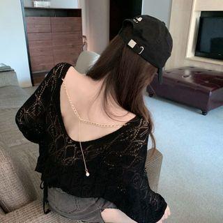 Open-back Pointelle Knit Top