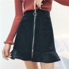 Corduroy Front Zip A-line Skirt