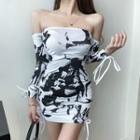 Long-sleeve Cow Print Sheath Dress