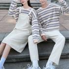 Couple Matching Striped Sweatshirt / Overall Dress / Pants
