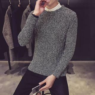 Gradient Ribbed Long-sleeve Knit Sweater