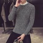 Gradient Ribbed Long-sleeve Knit Sweater