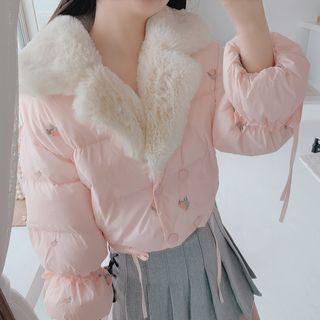 Flower Embroidered Double-breasted Padded Jacket