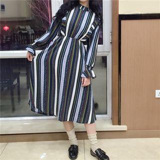 Striped A-line Chiffon Dress