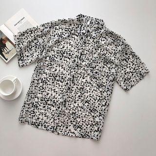 Short-sleeve Leopard Print Shirt White - One Size