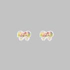 Bow Alloy Earring 1 Pair - Silver & Pink & Green - One Size