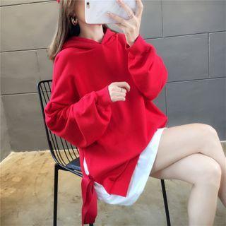 Mock Two-piece Tie-side Hoodie