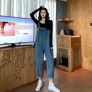 Cropped Denim Straight-cut Jumper Pants