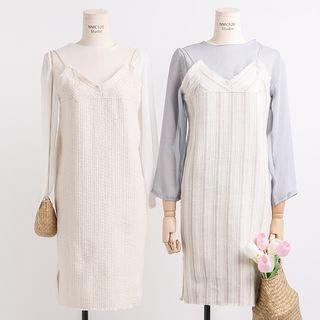 Set: Lightweight Sheer Top + Sleeveless Wool Dress