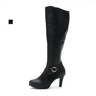 Buckle-trim Knee-high Boots