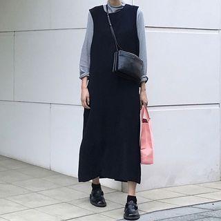 Sleeveless Shift Midi Dress Black - One Size
