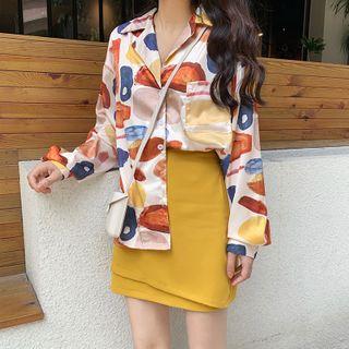Printed Shirt / Mini A-line Skirt