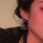 Alloy Rose Hoop Dangle Earring Silver - 1 Pair - One Size