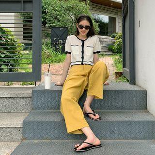 Ramie Blend Wide-leg Pants