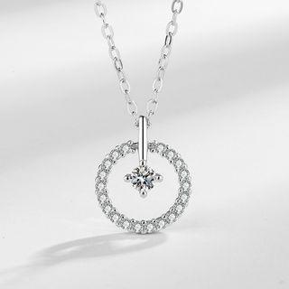 Rhinestone Circle Necklace Silver - One Size