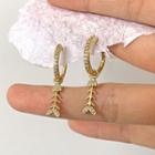 Fish Bone Earring 1 Pair - Gold - One Size