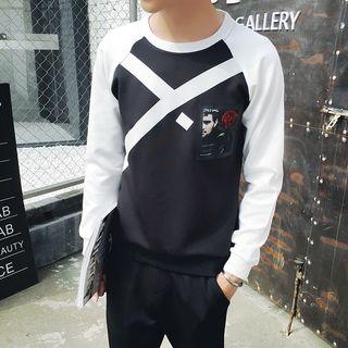 Set: Printed Raglan Sleeve Pullover + Jogger Pants