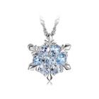 925 Sterling Silver Snowflake Pendant With Blue Austrian Element Crystal And Necklace