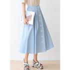 Plus Size - Buttoned A-line Long Skirt