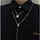 Chain Necklace With Lock Silver - One Size