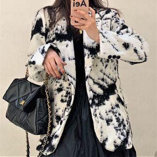 Single-breasted Abstract Print Blazer