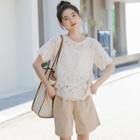Short-sleeve Lace Blouse / Camisole Top / Set