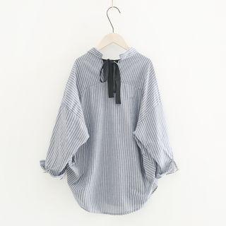 Tie-back Oversized Stripe Blouse