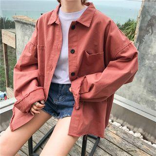 Plain Fray-hem Jacket