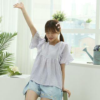 Lace-trim Empire Blouse