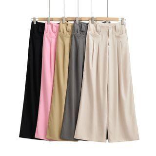 Plain Pocket Wide Leg Pants