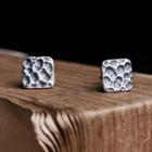925 Sterling Silver Textured Square Earring